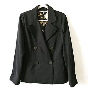 CAbi Lux Tux Black Blazer Jacket #987 Size 6 Leopard Print Lining Career NWT